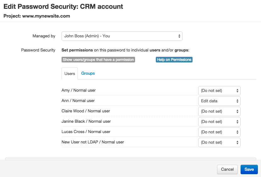 Edit password security