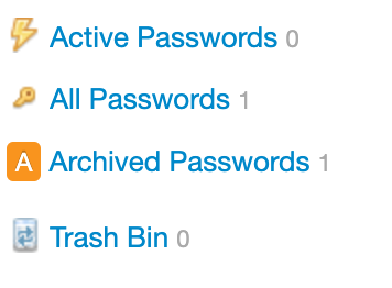 Personal passwords sidebar icons