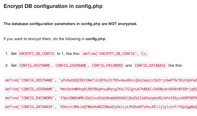 Encrypt db config