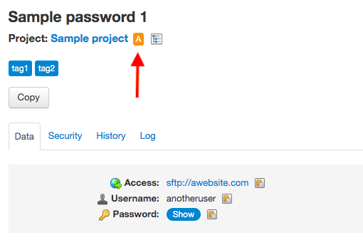 Archived password in an archived project