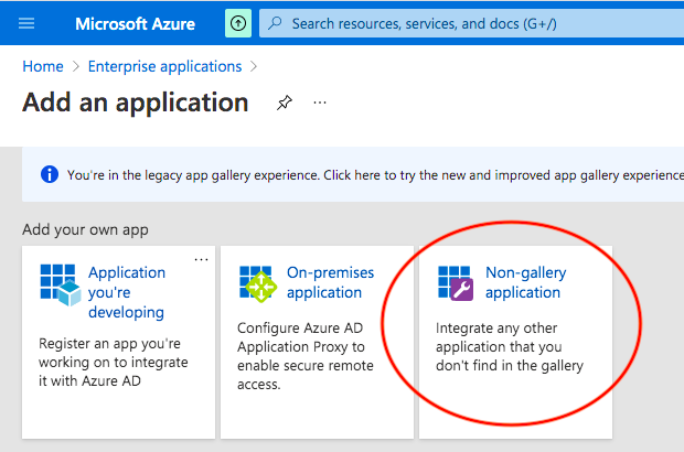 Azure AD Select Non-gallery Application