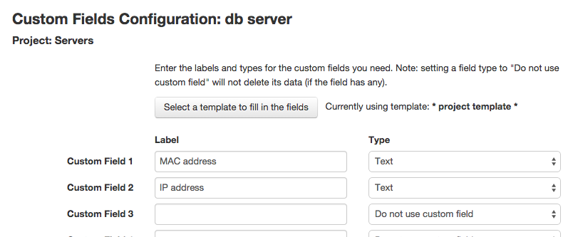 Custom fields filled in