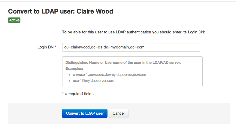 Convert normal user to LDAP user