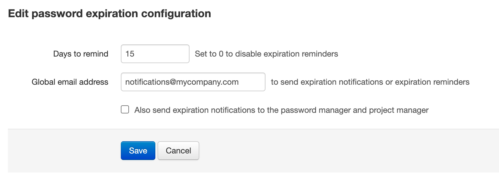 Edit global expiration notification email