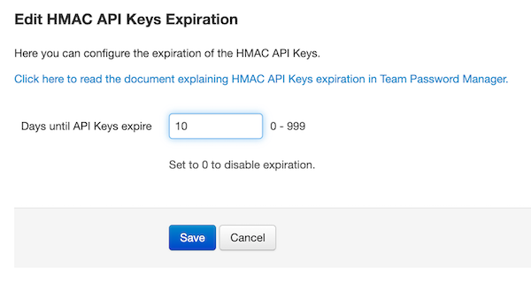 Edit HMAC API Keys Expiration