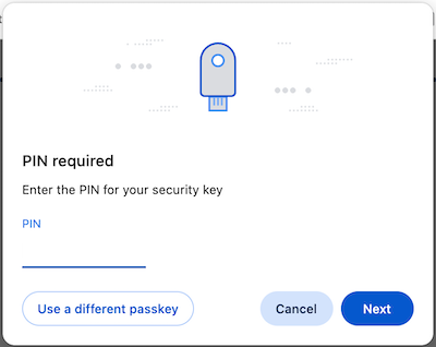 Entering a Yubikey pin