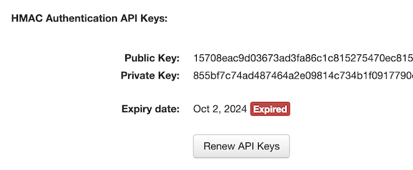 Expired HMAC API Keys