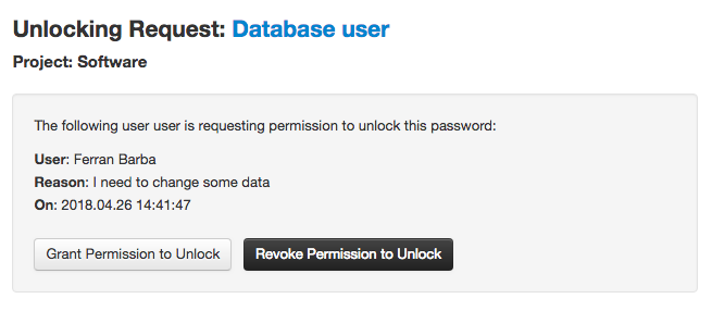 Email requesting permission to unlock a password