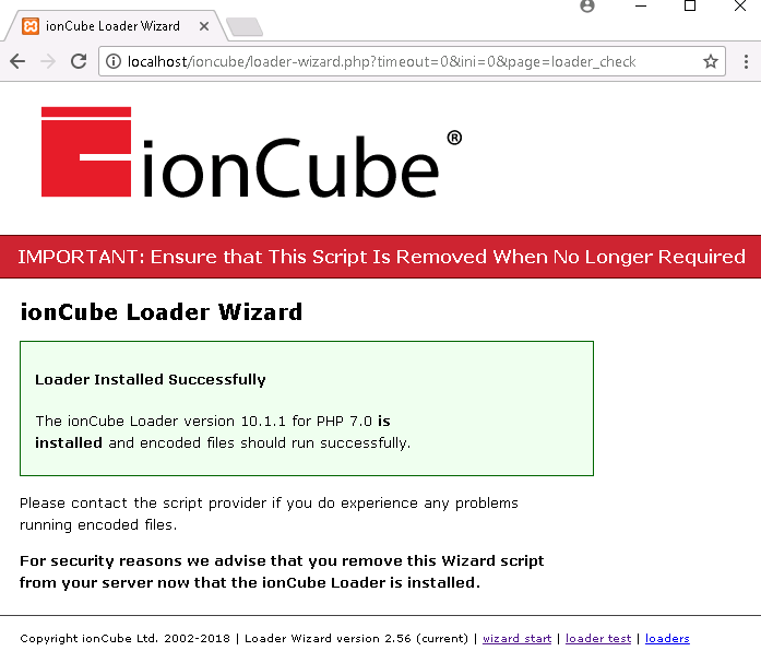 Ioncube loader is installed!