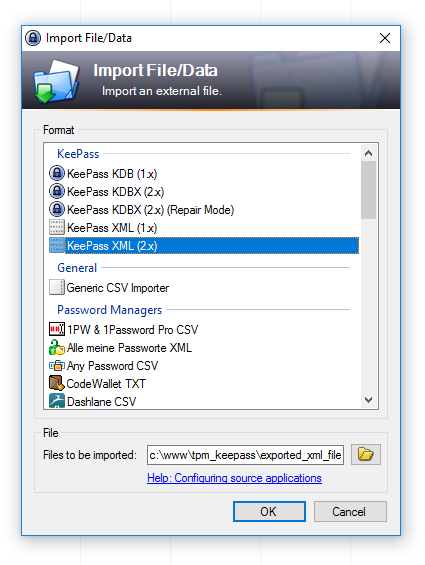 importing pwsafe from keepass