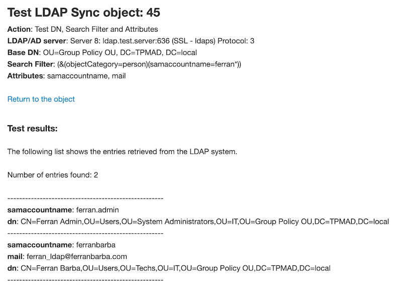 LDAP Sync test object