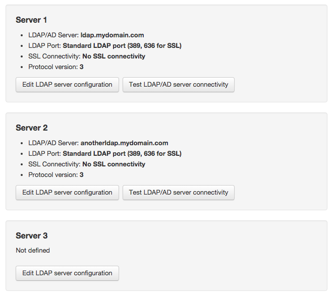 Up to 3 LDAP servers can be defined