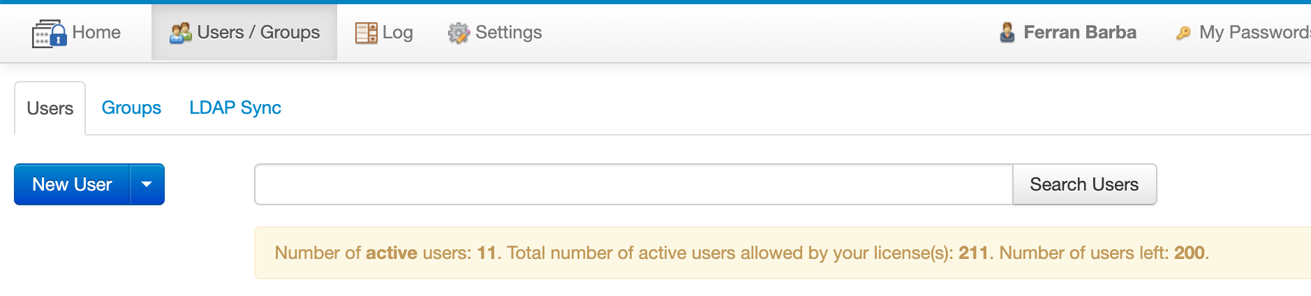 Maximum number of active users
