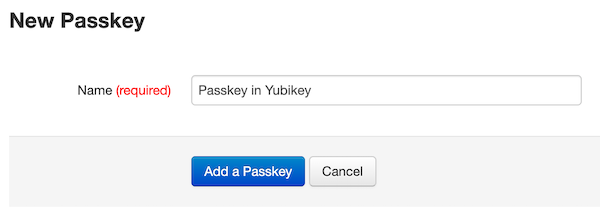 Entering a passkey name