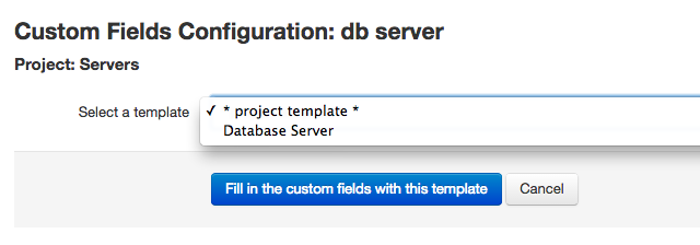 Selecting a custom fields template