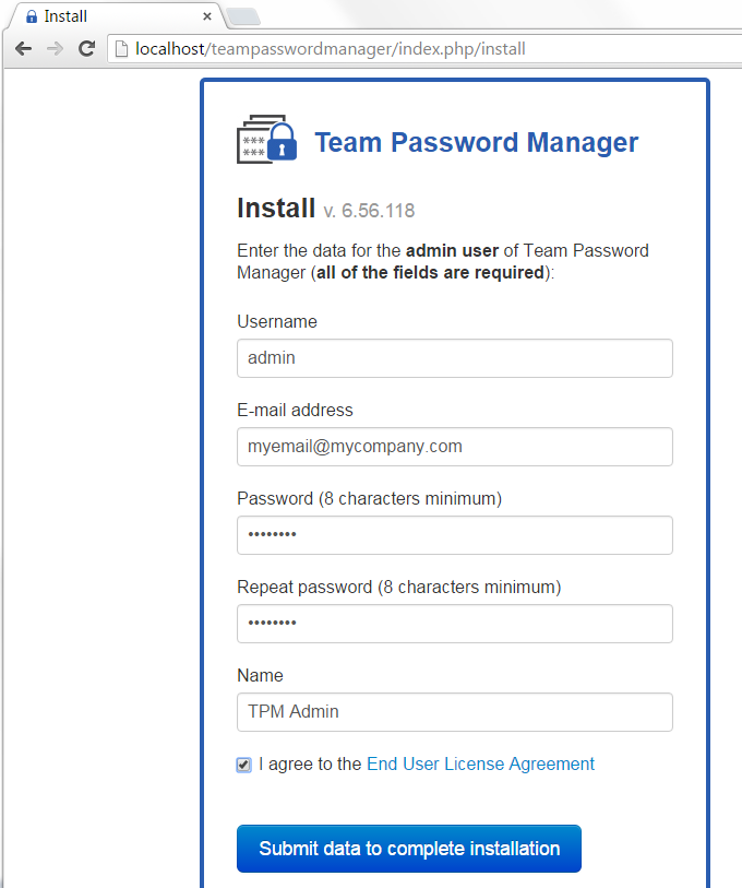 Team Password Manager installer