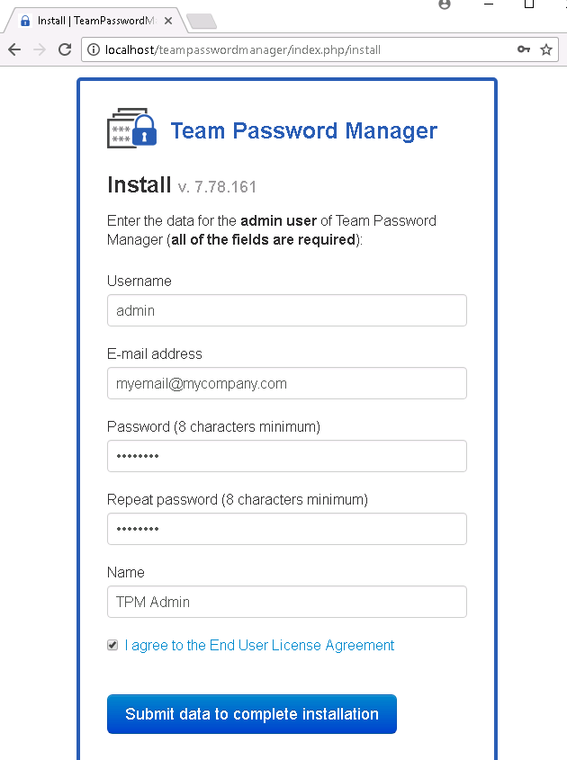 Team Password Manager installer