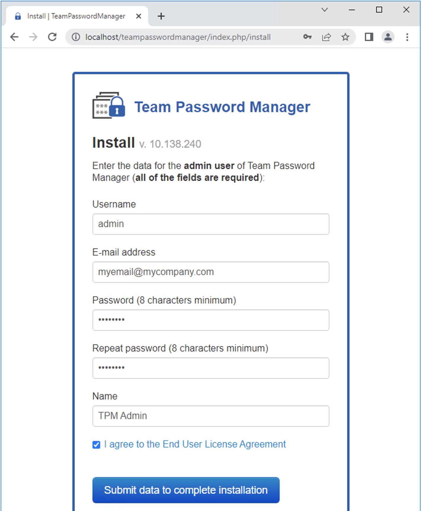 Team Password Manager installer