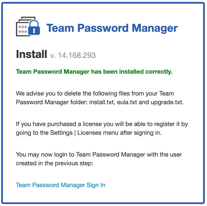 Team Password Manager installed!!