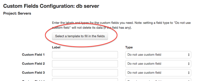 Using a custom fields template