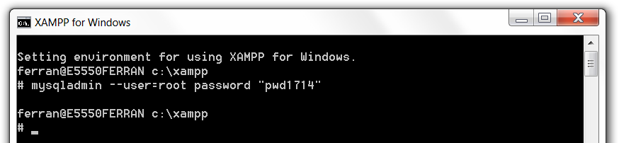 XAMPP set MySQL root