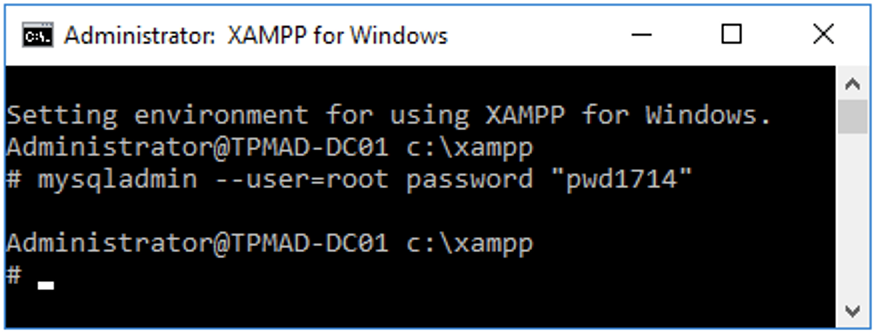 XAMPP set MySQL root