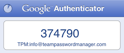 Two-factor authentication in Team Password Manager
